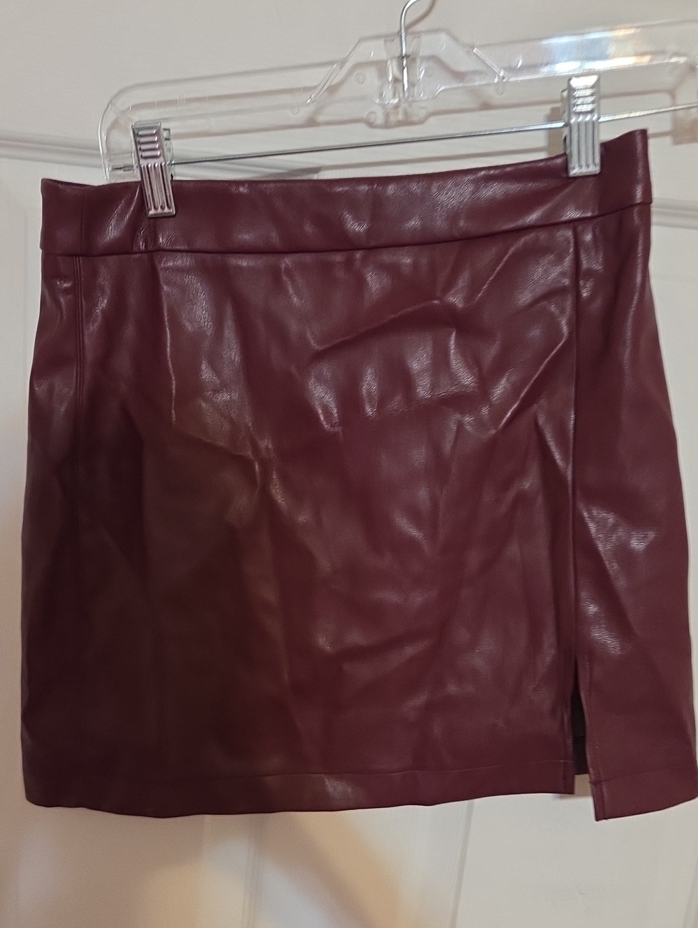 Altar'd State Burgundy Faux Leather Mini Skirt